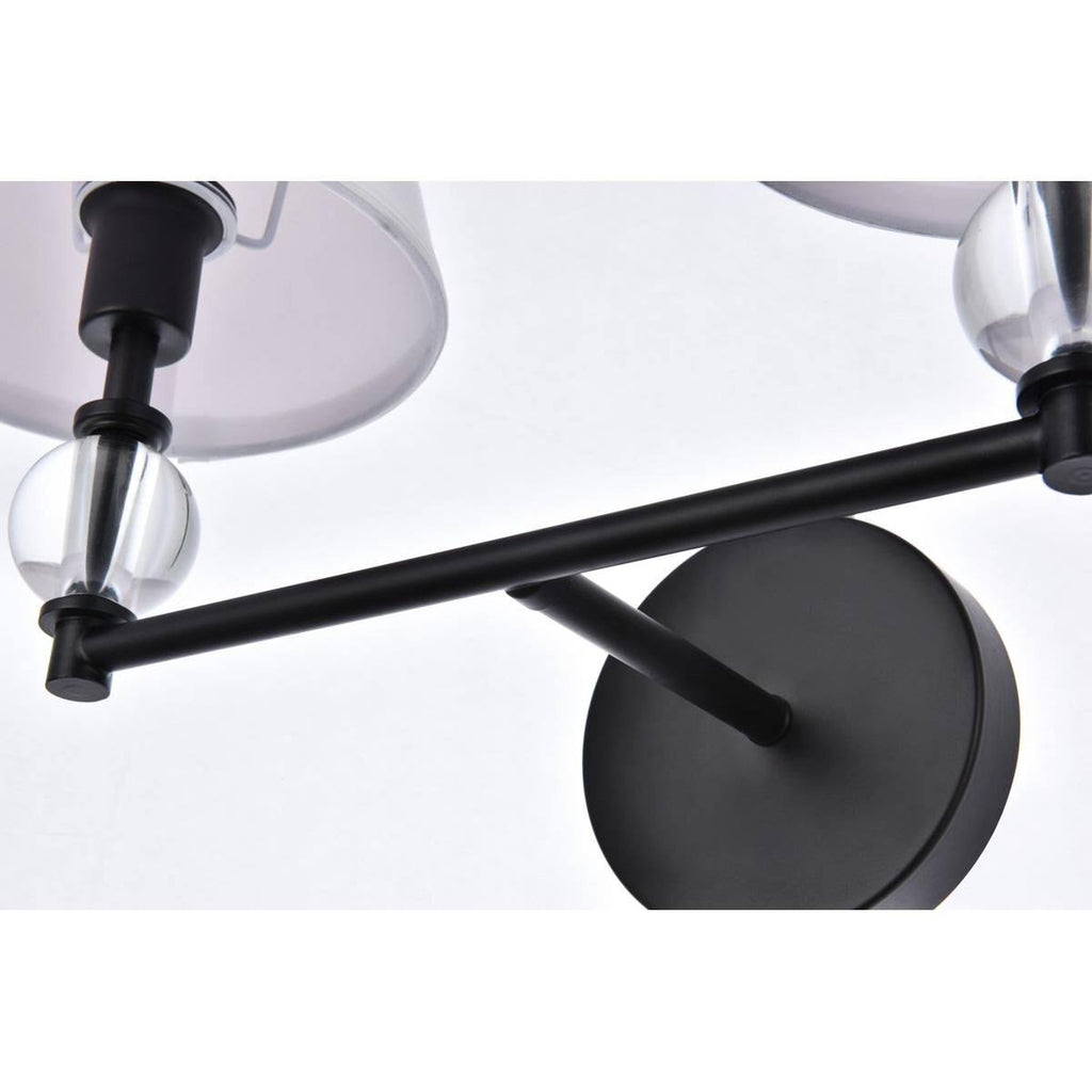 Black Bath Sconce with White Fabric Shade H216