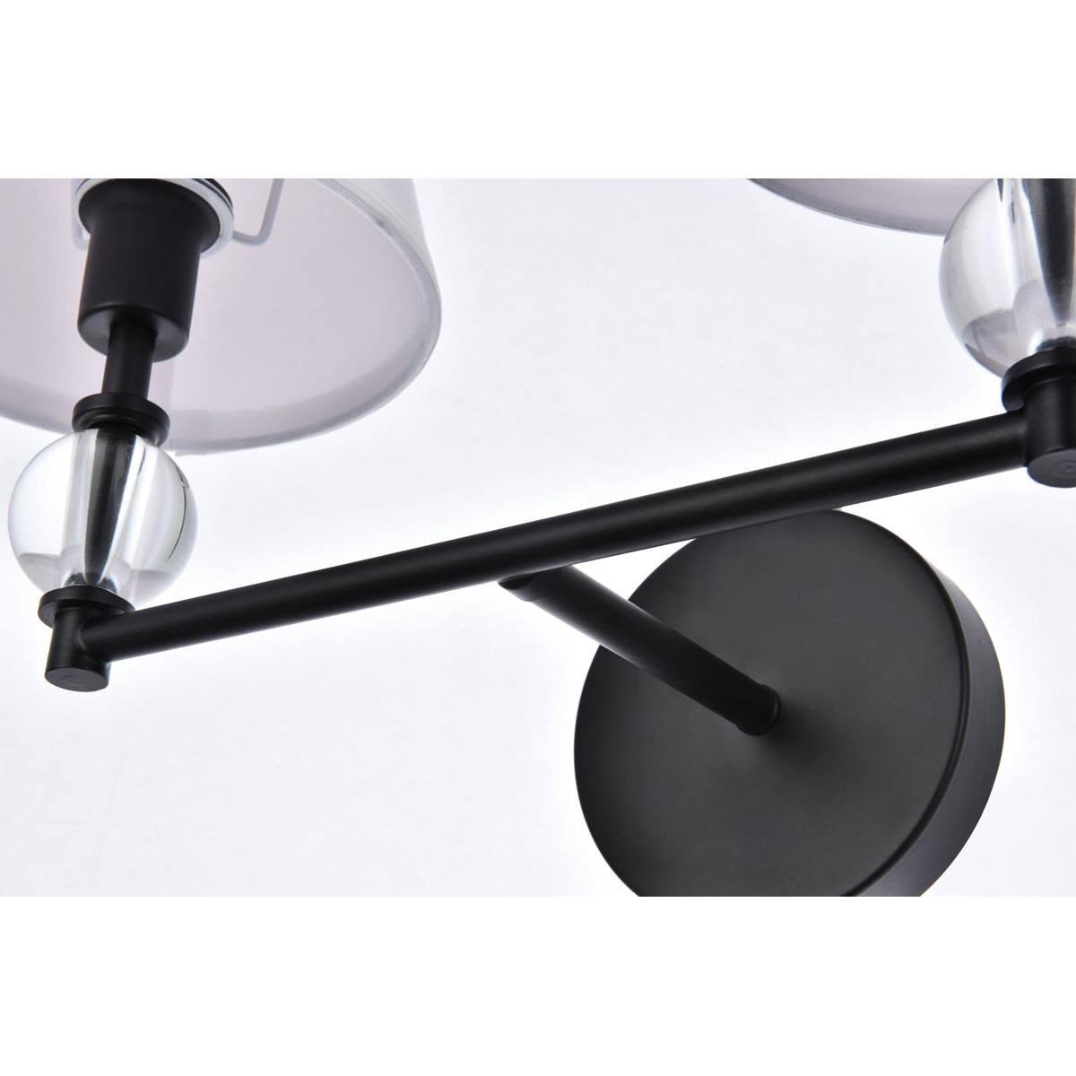 Black Bath Sconce with White Fabric Shade H216