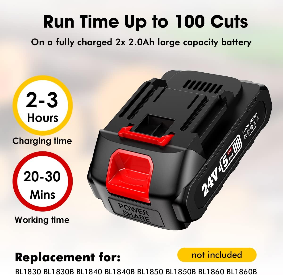 6-inch Cordless Chainsaw with 2x 2.0Ah Batteries E245579