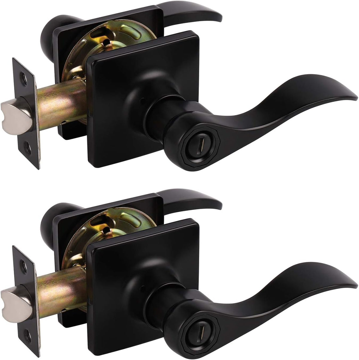 Black Keyless Privacy Door Lever Handles 5 Pack K14388
