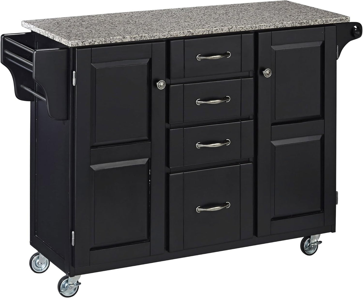 Cherry 2 Door Kitchen Cart with Granite Top F59094