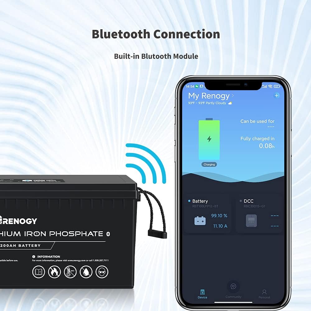 12V 200Ah LiFePO4 Deep Cycle Lithium Battery with Bluetooth K332