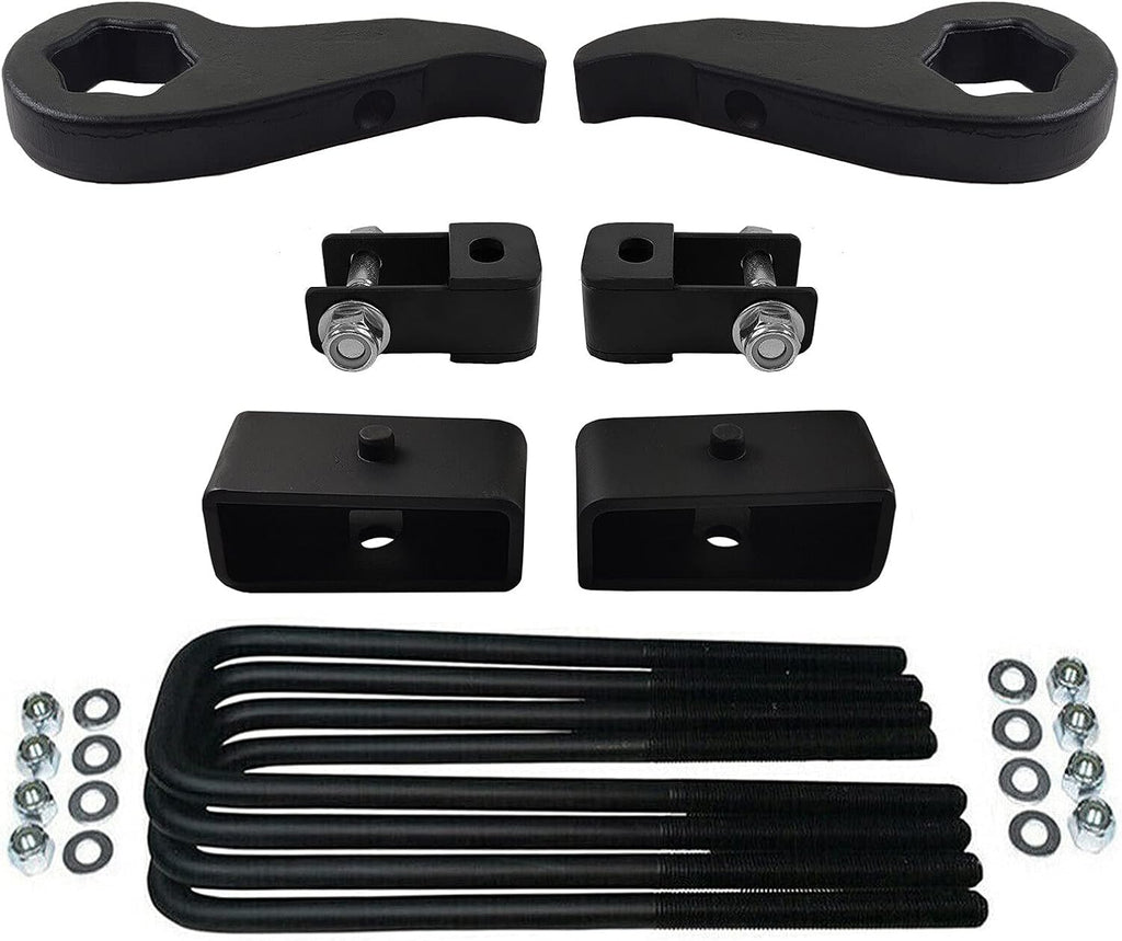 Adjustable 1 - 3 Front Lift Forged Steel Torsion Keys & 2 Rear Lift Kit + Shock Extenders + Install Tool 4WD 8-Lug Y50374
