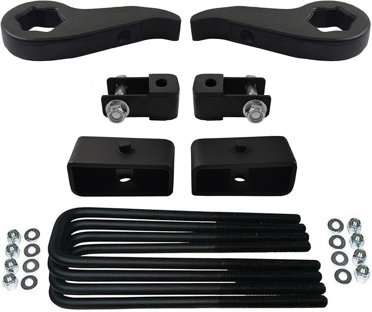 Adjustable 1 - 3 Front Lift Forged Steel Torsion Keys & 2 Rear Lift Kit + Shock Extenders + Install Tool 4WD 8-Lug Y50374