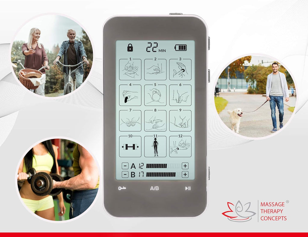 TENS Unit and EMS Combination Muscle Stimulator with 2 Channels, 12 Modes, Belt Clip and Protective Hard Travel Case G8491