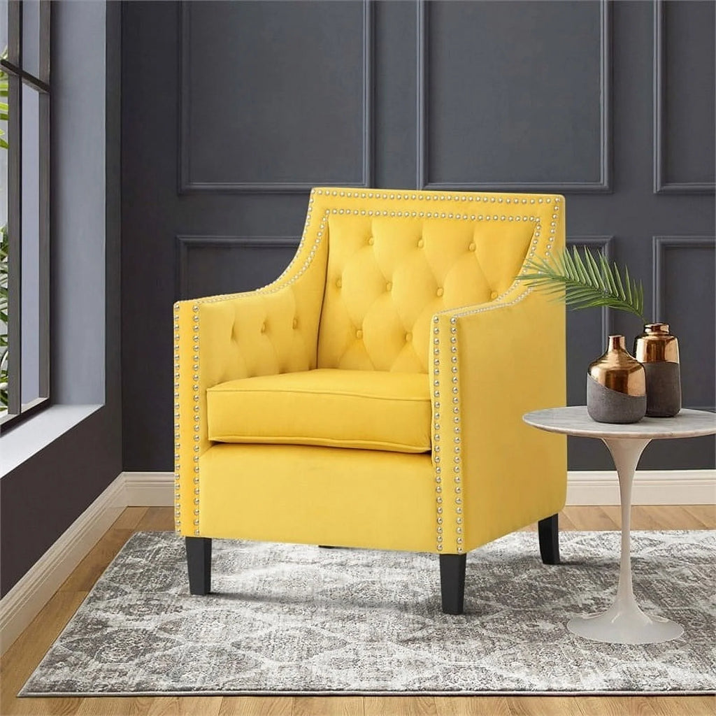 Yellow Velvet Accent Chair C414