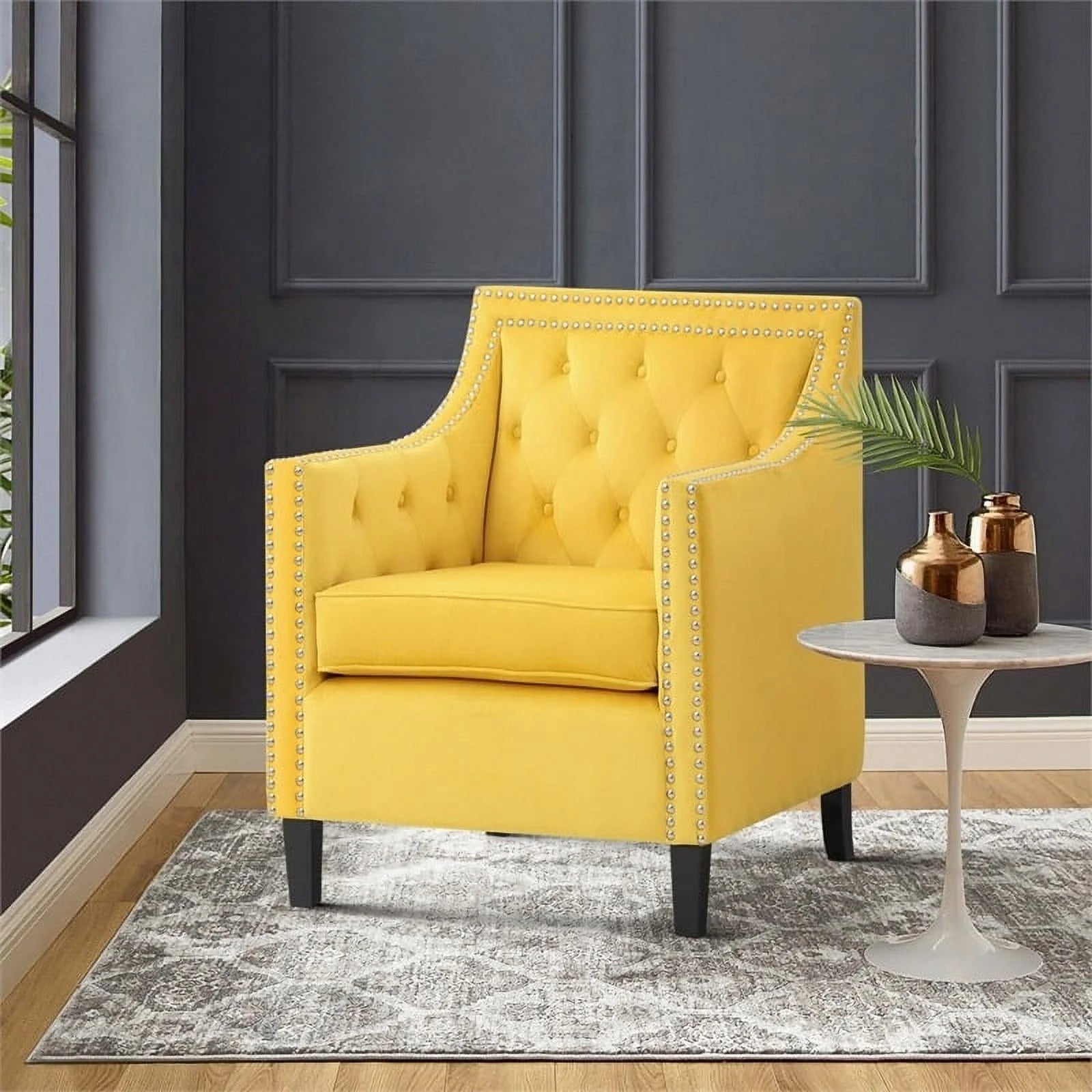 Yellow Velvet Accent Chair C414