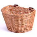 Wicker Front Bike Storage Basket with Faux Leather Straps J315994
