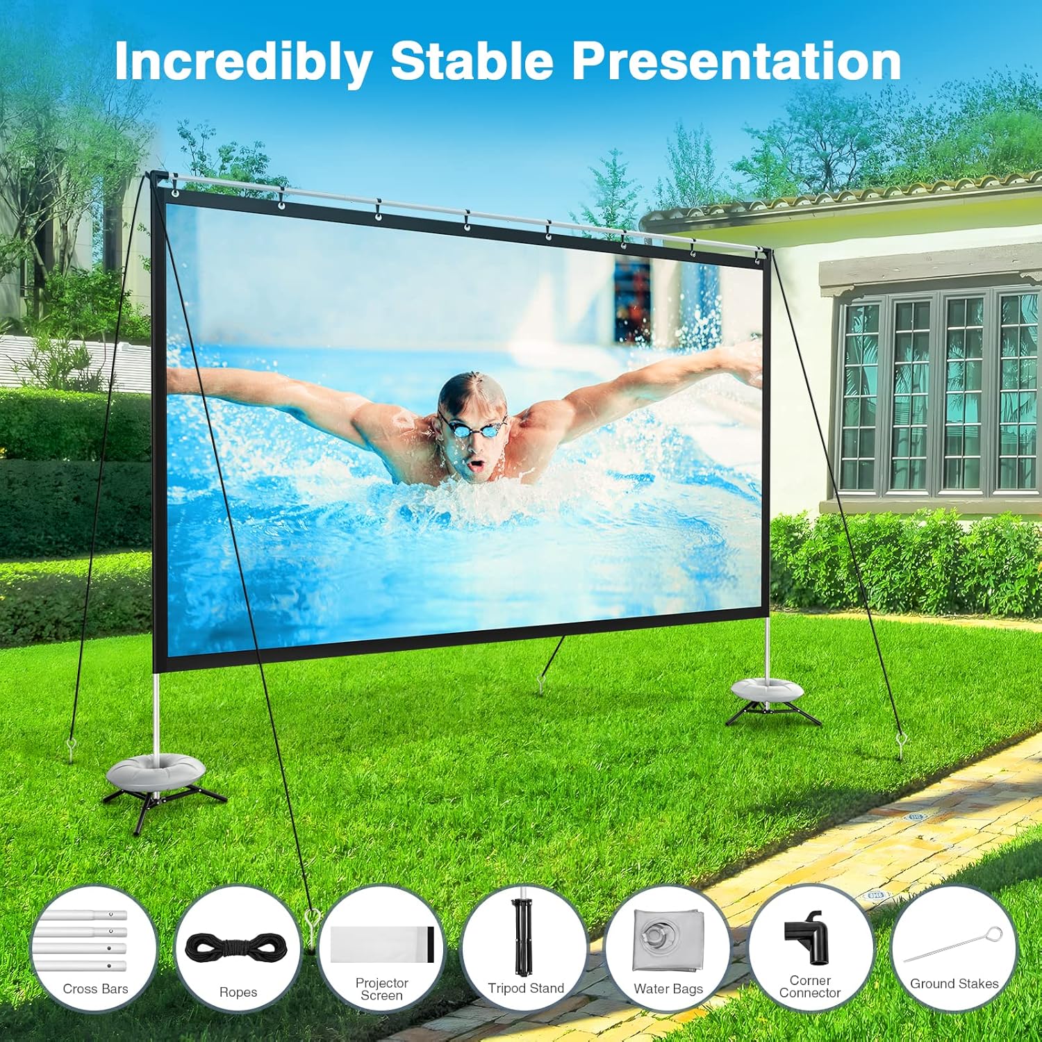 120 Inch 16:9 4K HD Projector Screen with Stand B2819