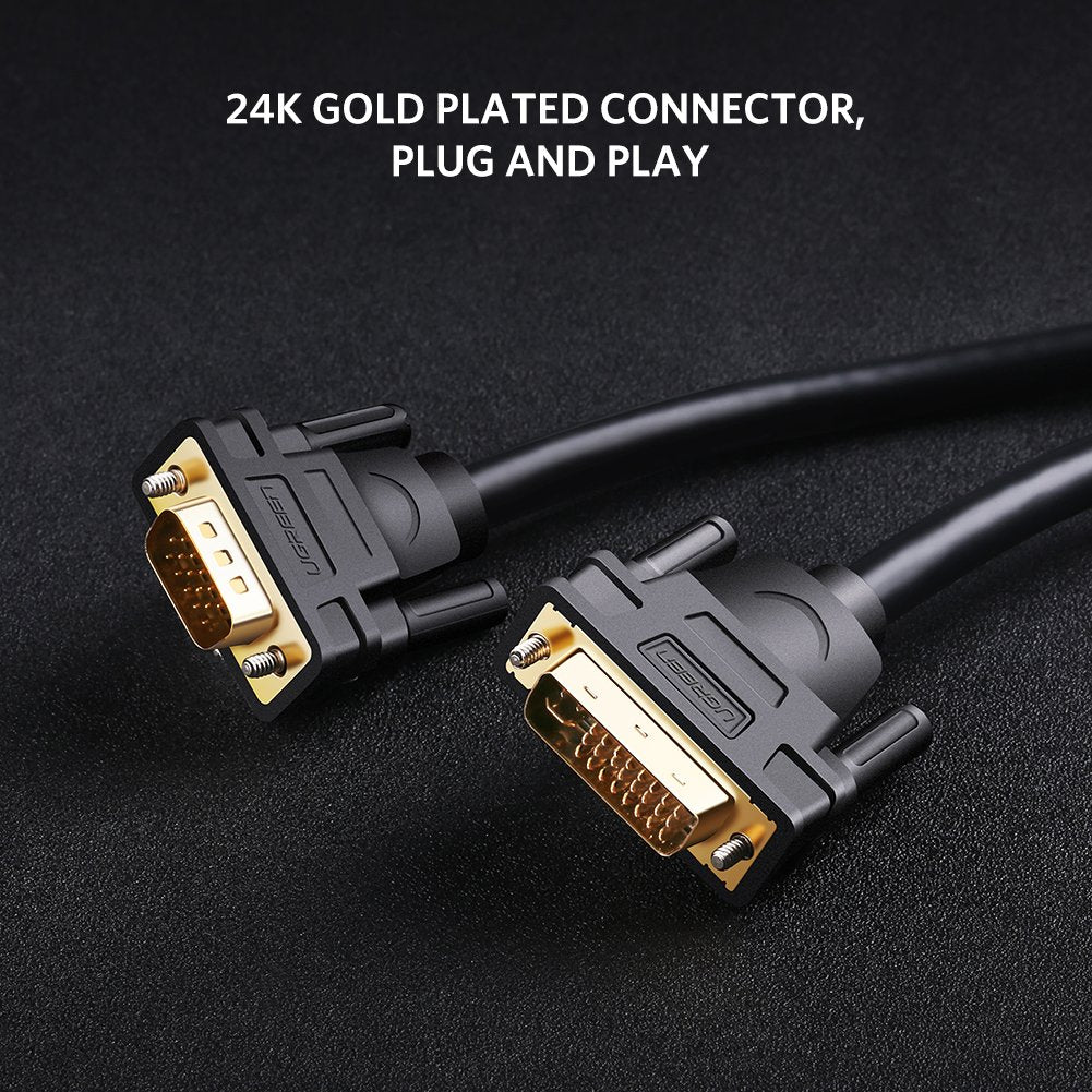 DVI I to VGA Cable Dual Link 24+5 Male to VGA Male Adapter Video Cord 5FT Pack of 2 T893415