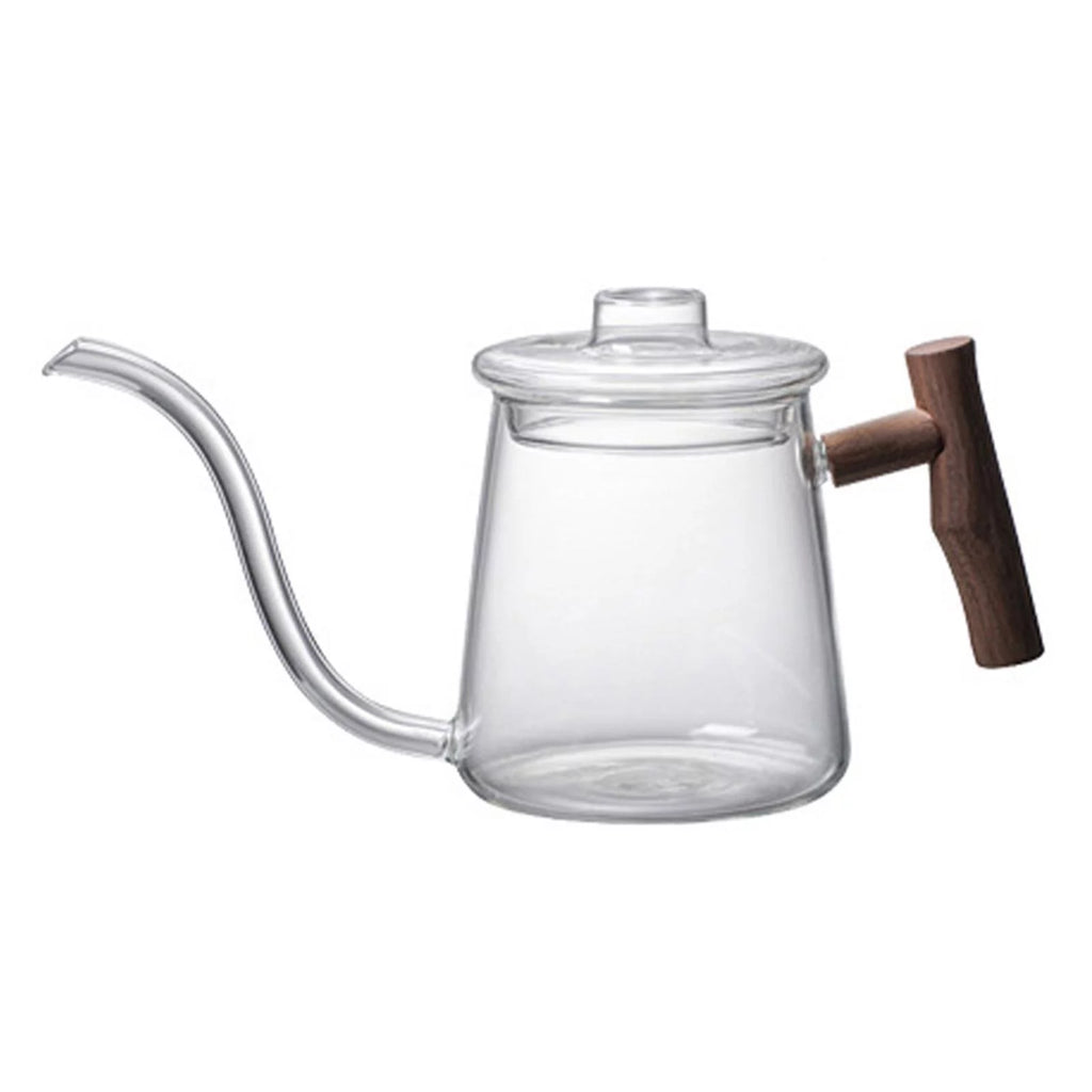 High Borosilicate Glass Gooseneck Kettle Wooden Handle 480ML K593103