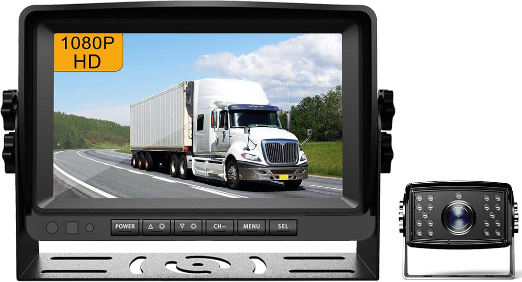 1080P 9" Wired Backup Camera System Kit with Built-in DVR, IP69 Waterproof, Split Screen, Night Vision Reversing Camera E717224