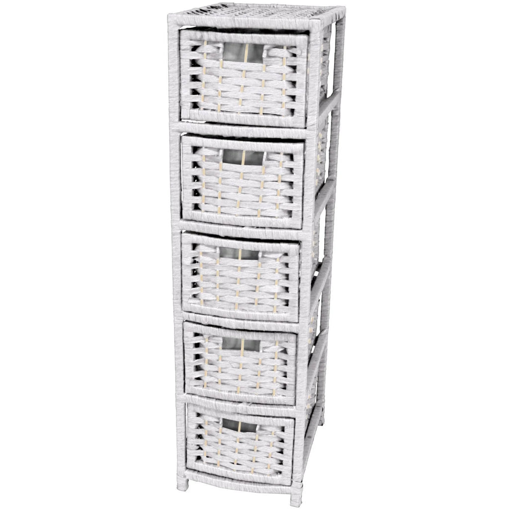 Natural Fiber 5 Drawer White Chest L19058