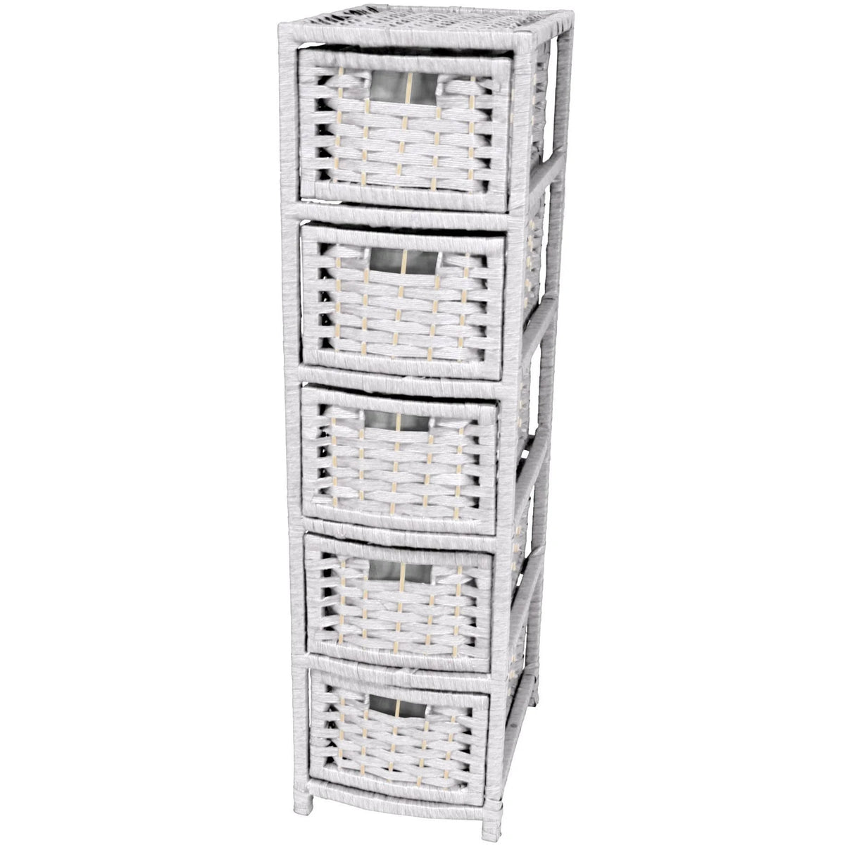 Natural Fiber 5 Drawer White Chest L19058