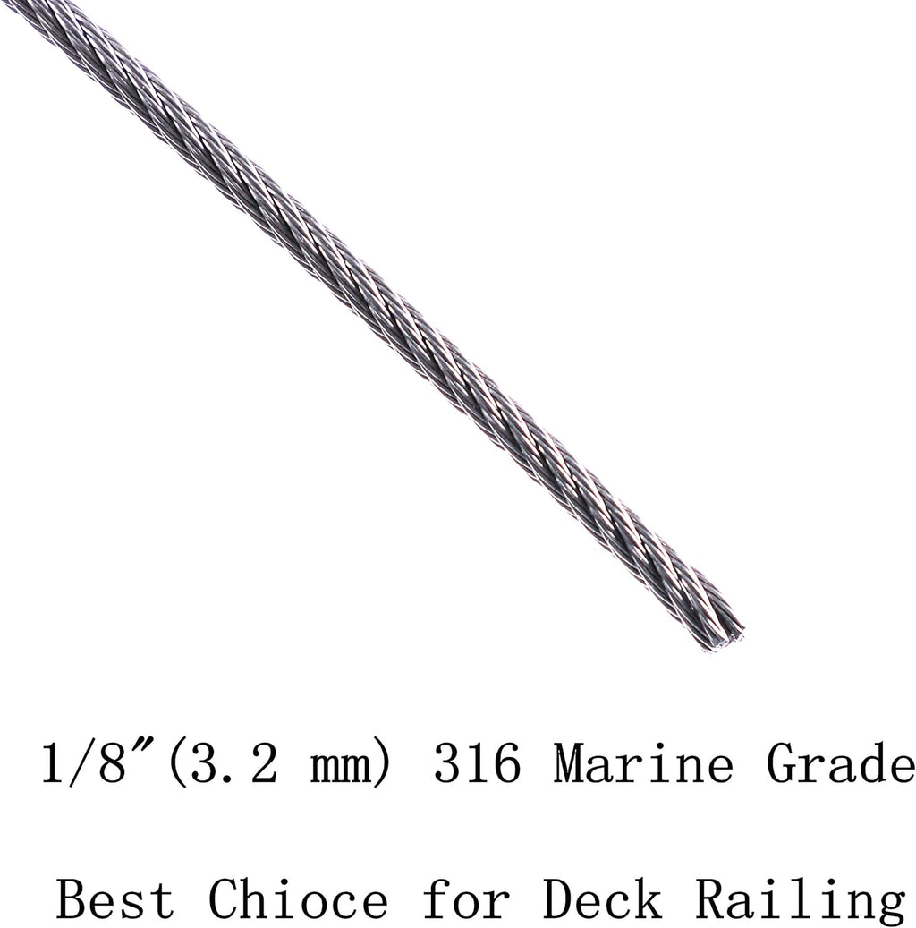 1/8 Stainless Steel Aircraft Wire Rope 500 Feet T 316 Marine Grade Cable Railing Kit K9429