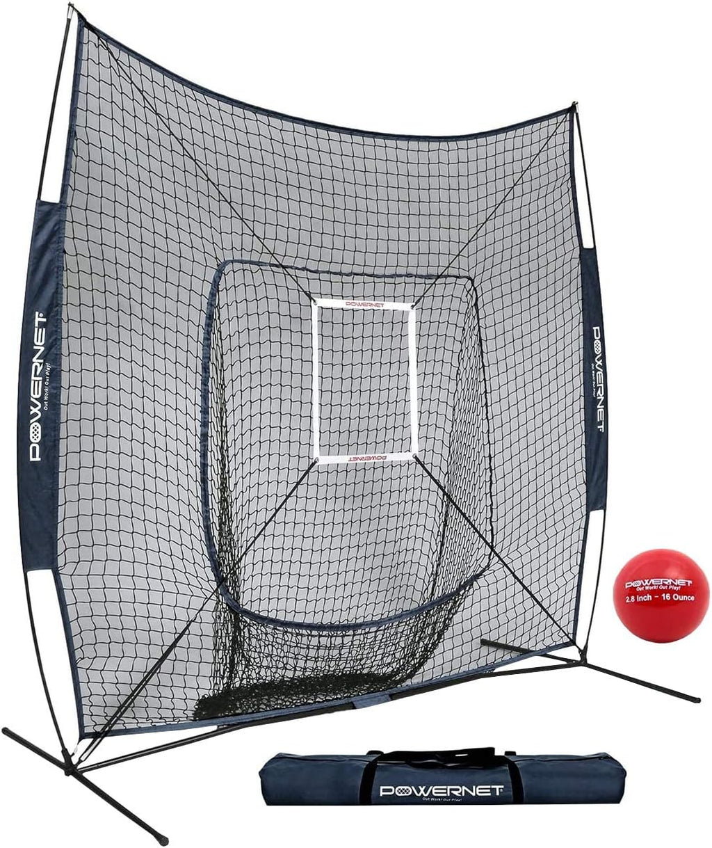 7x7 Baseball Softball Hitting Net with Weighted Heavy Ball and Strike Zone K79785