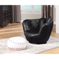 2 Piece Pack Chair & Ottoman, Baseball Black and White C42557