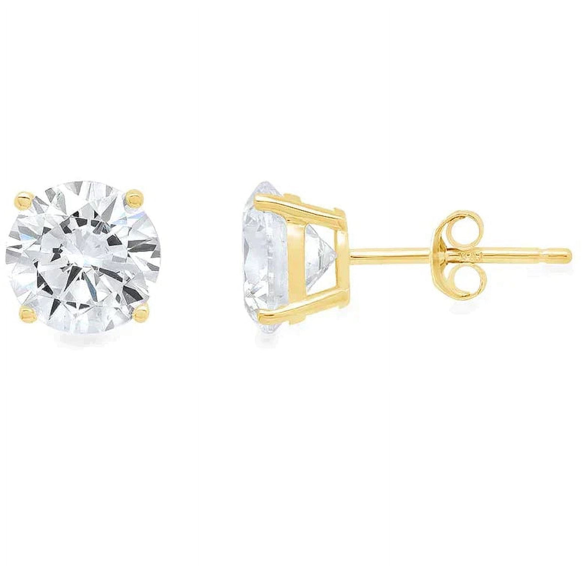 14K Yellow Solid Gold Diamond Stud Earrings 1/2ct F901