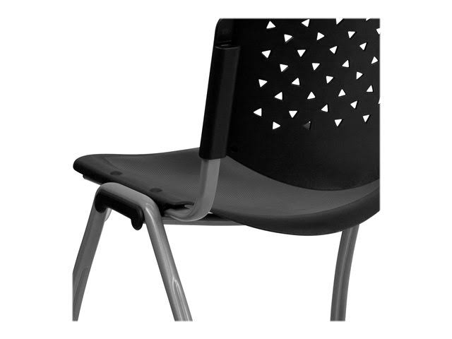 5 Pk. Black Plastic Stack Chair with Titanium Frame O6731
