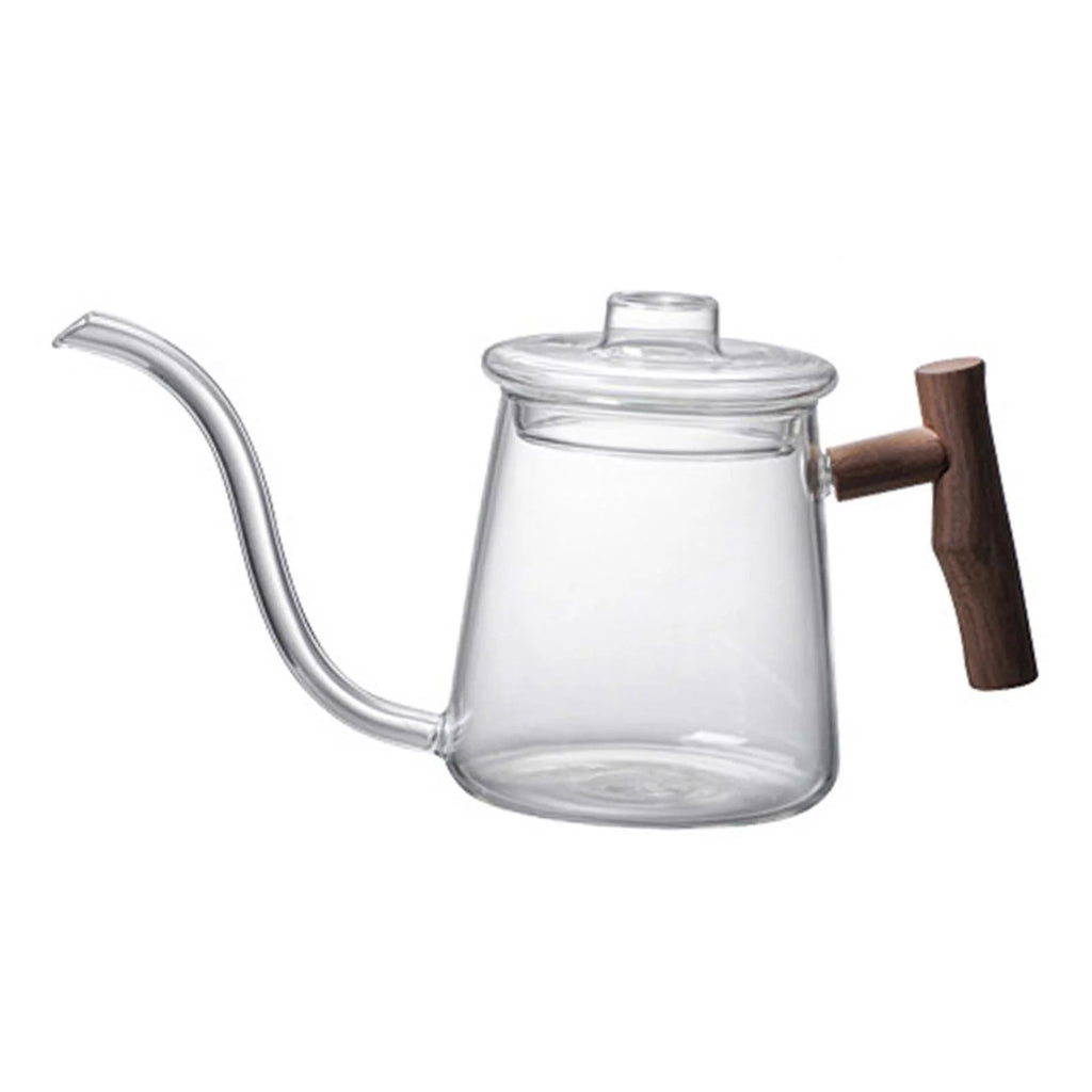 High Borosilicate Glass Gooseneck Kettle Wooden Handle 480ML K593103