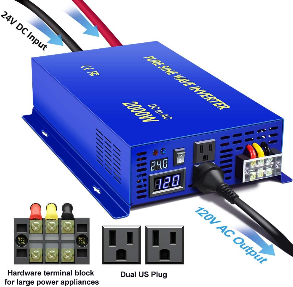 Pure Sine Wave Power Inverter 2500 Watt with Dual AC Receptacles D528