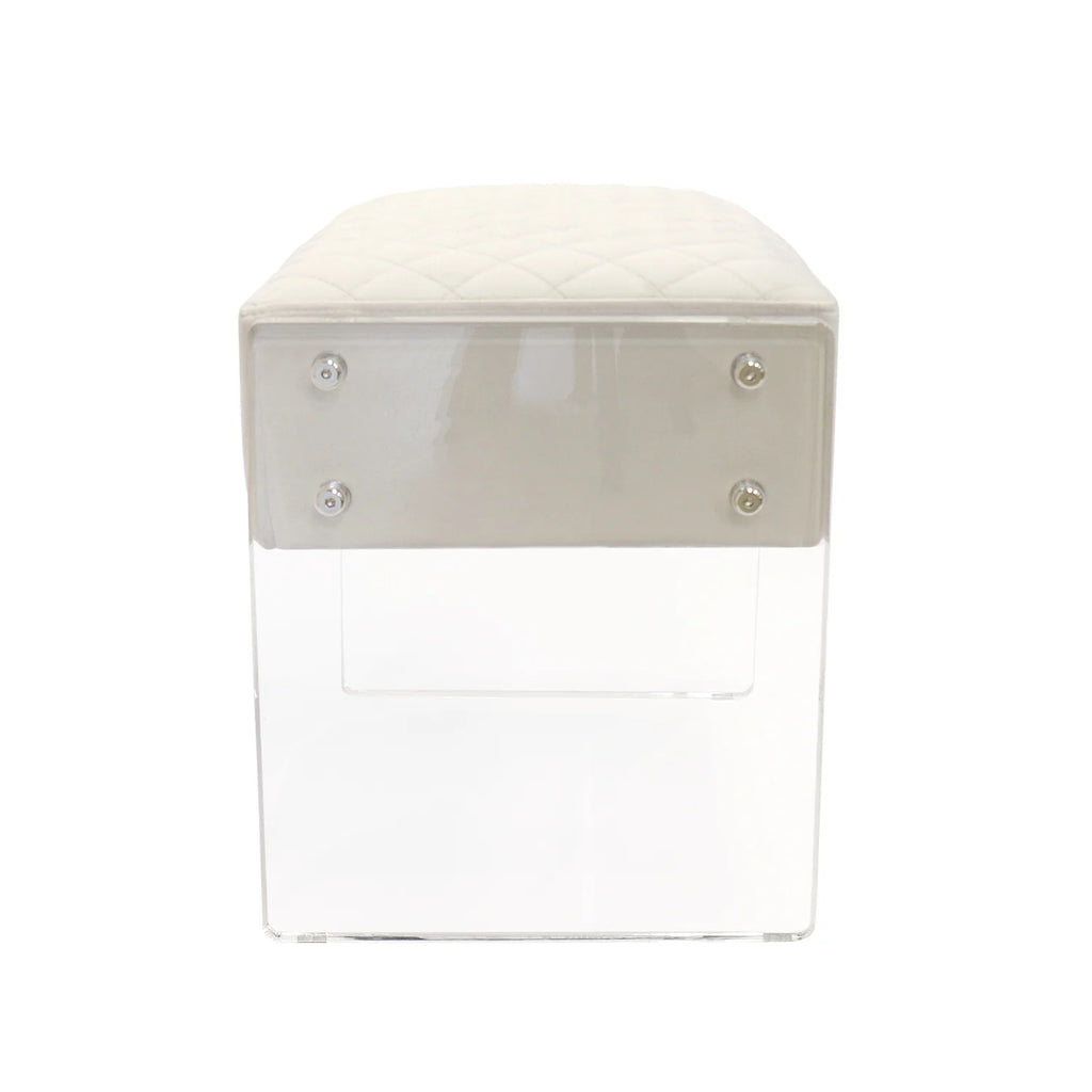 Ivory Velvet Stool J534