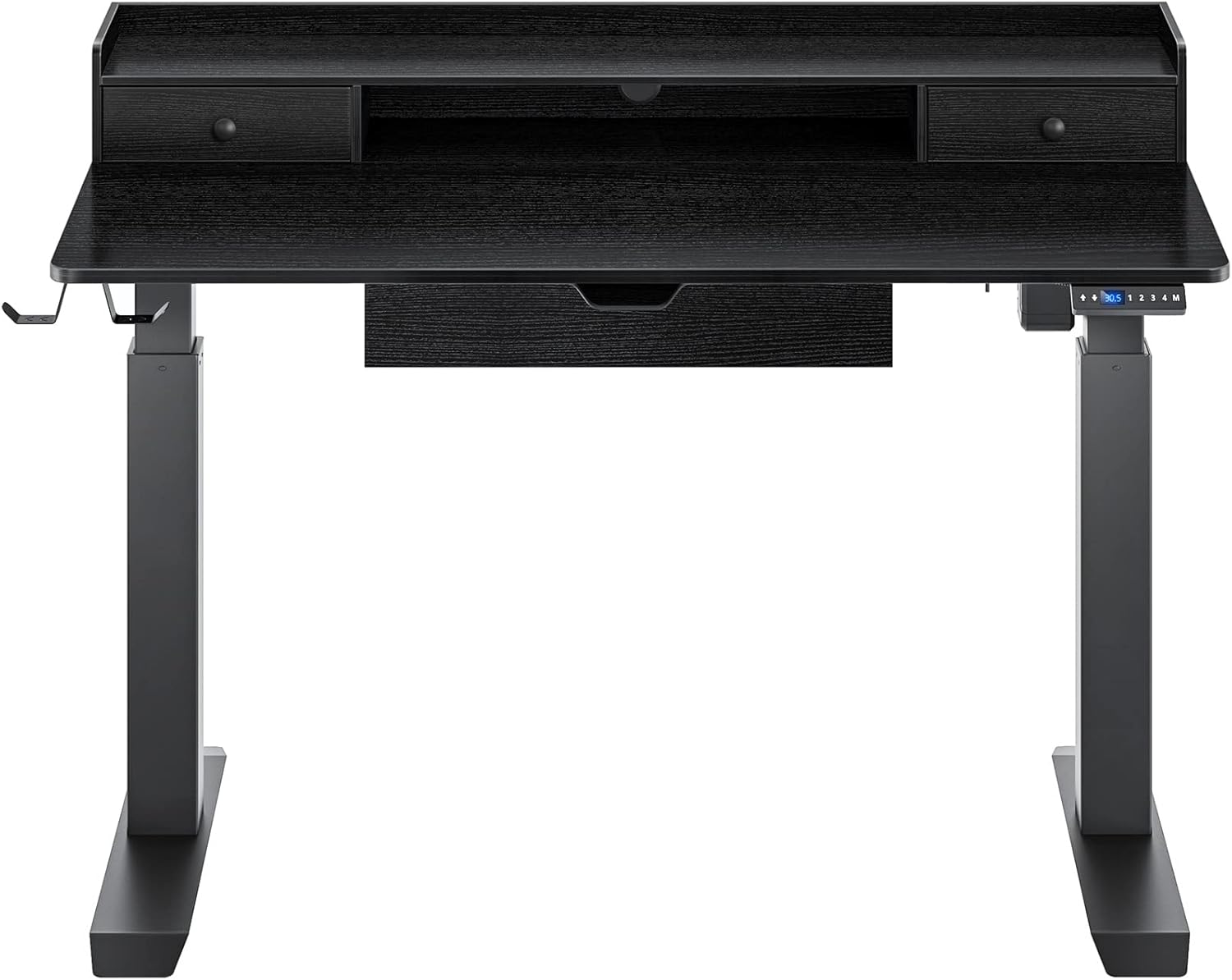 Rustic Brown Electric Standing Desk with Drawers and Monitor Shelf M55765