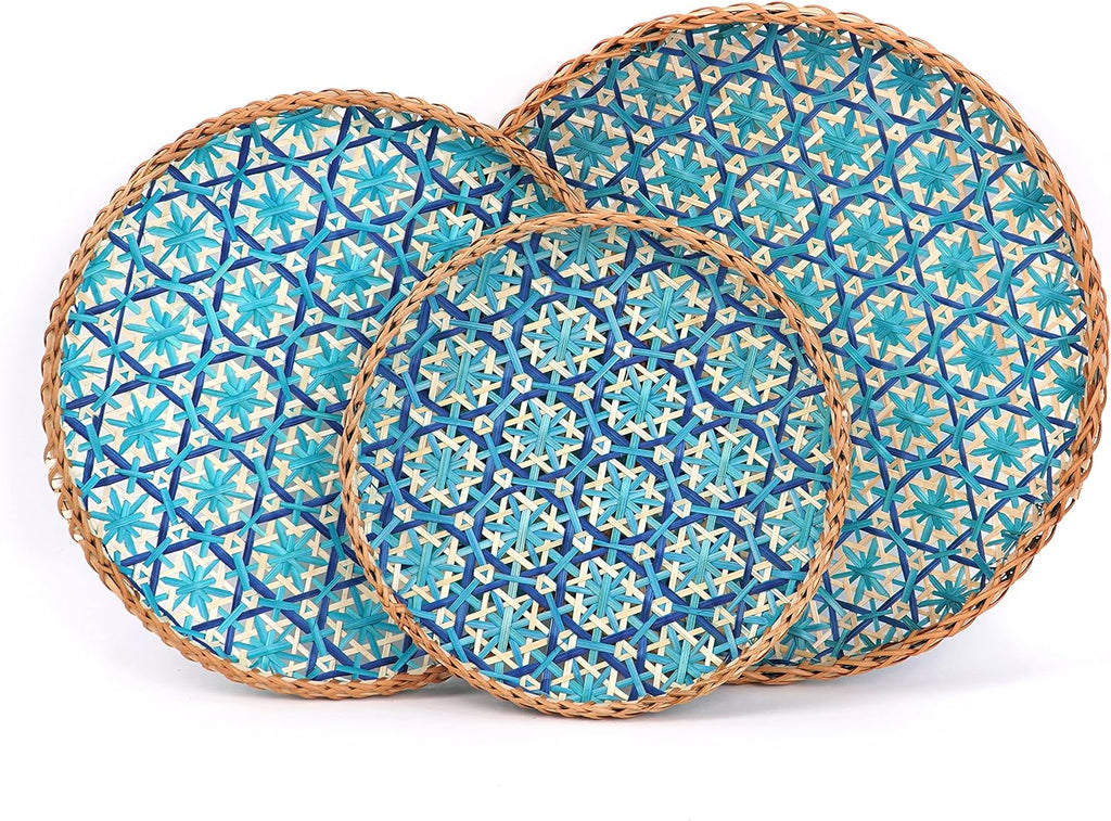 Red & Natural Woven Bamboo Wall Baskets Set of 2 W393630
