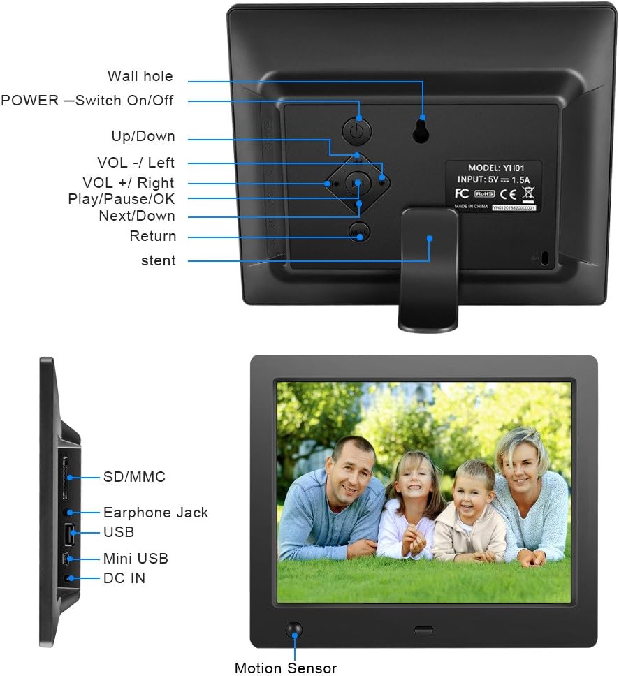 Digital Photo Frame 8 inch with Motion Sensor L108
