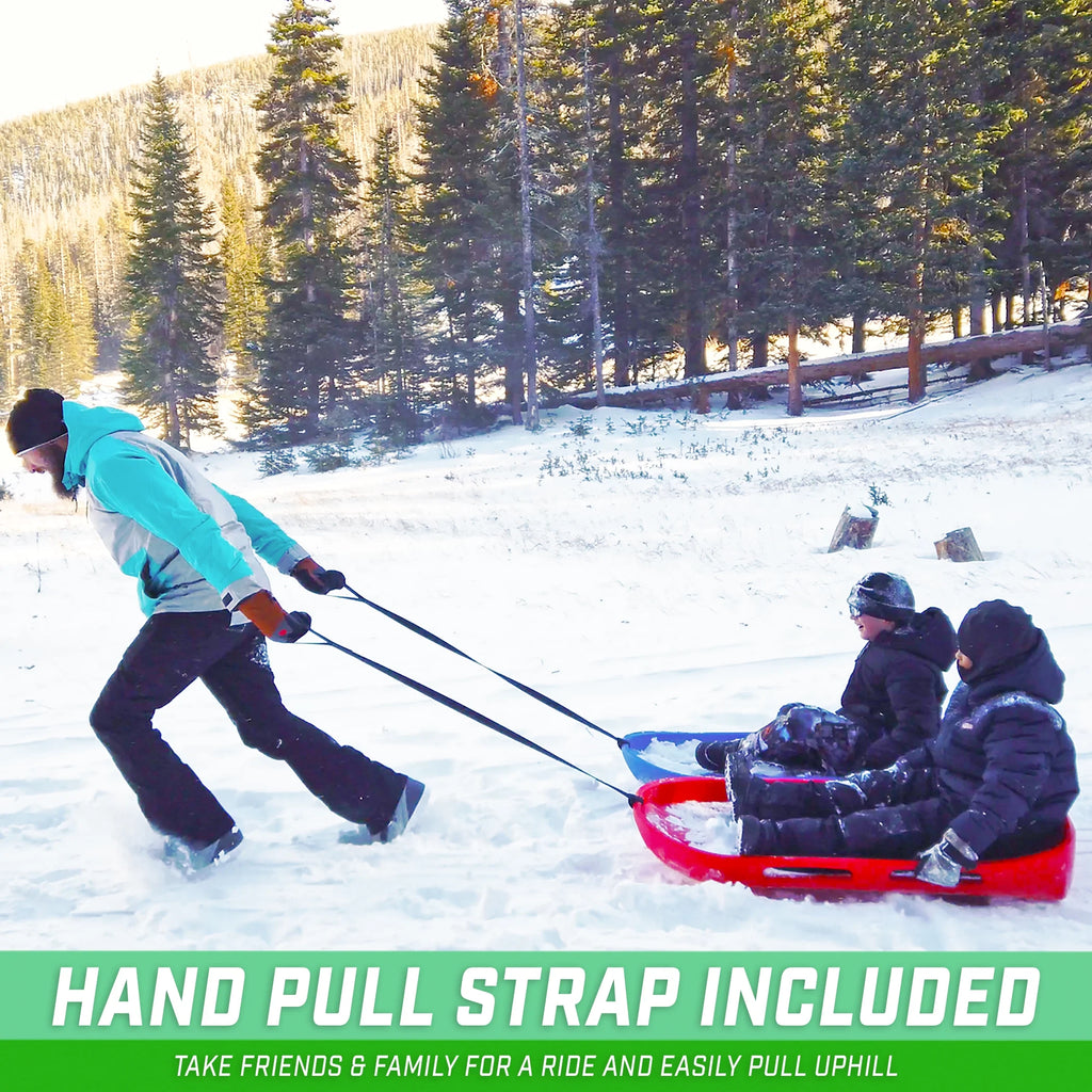Red Snow Sled with Pull Strap and Padded Seat H599
