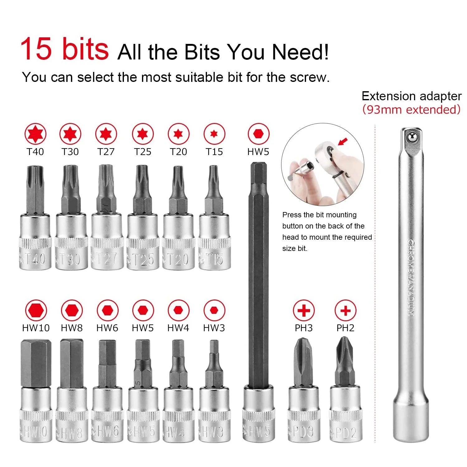 1/4" Drive Click Torque Wrench Set 1-25 Nm Bicycle Tool Kit M57826