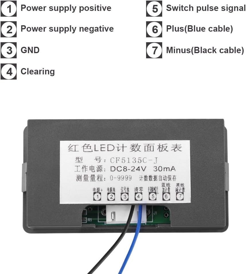 4 Digit 0-9999 Up/Down Plus/Minus LED Digital Counter Meter T7988