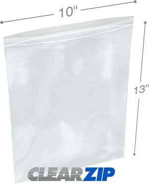 10 x 13 in. Clear Zip Lock Bags - Case of 500 F99330