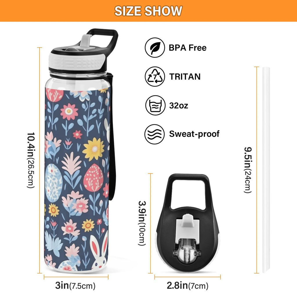 Clear 32oz Tritan Sports Water Bottle with Straw A72736