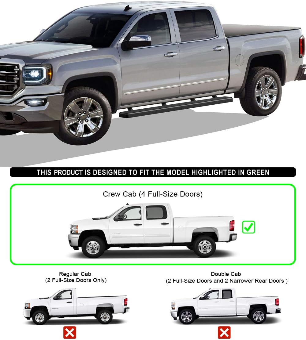 Black Powder Coated 5in Running Boards D339