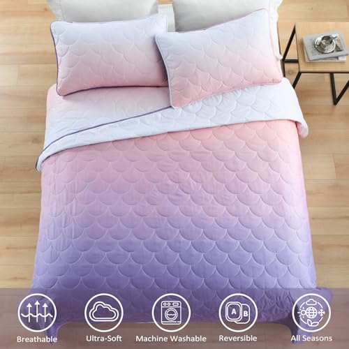 King Size Green Microfiber Quilt with 2 Pillow Shams I123988