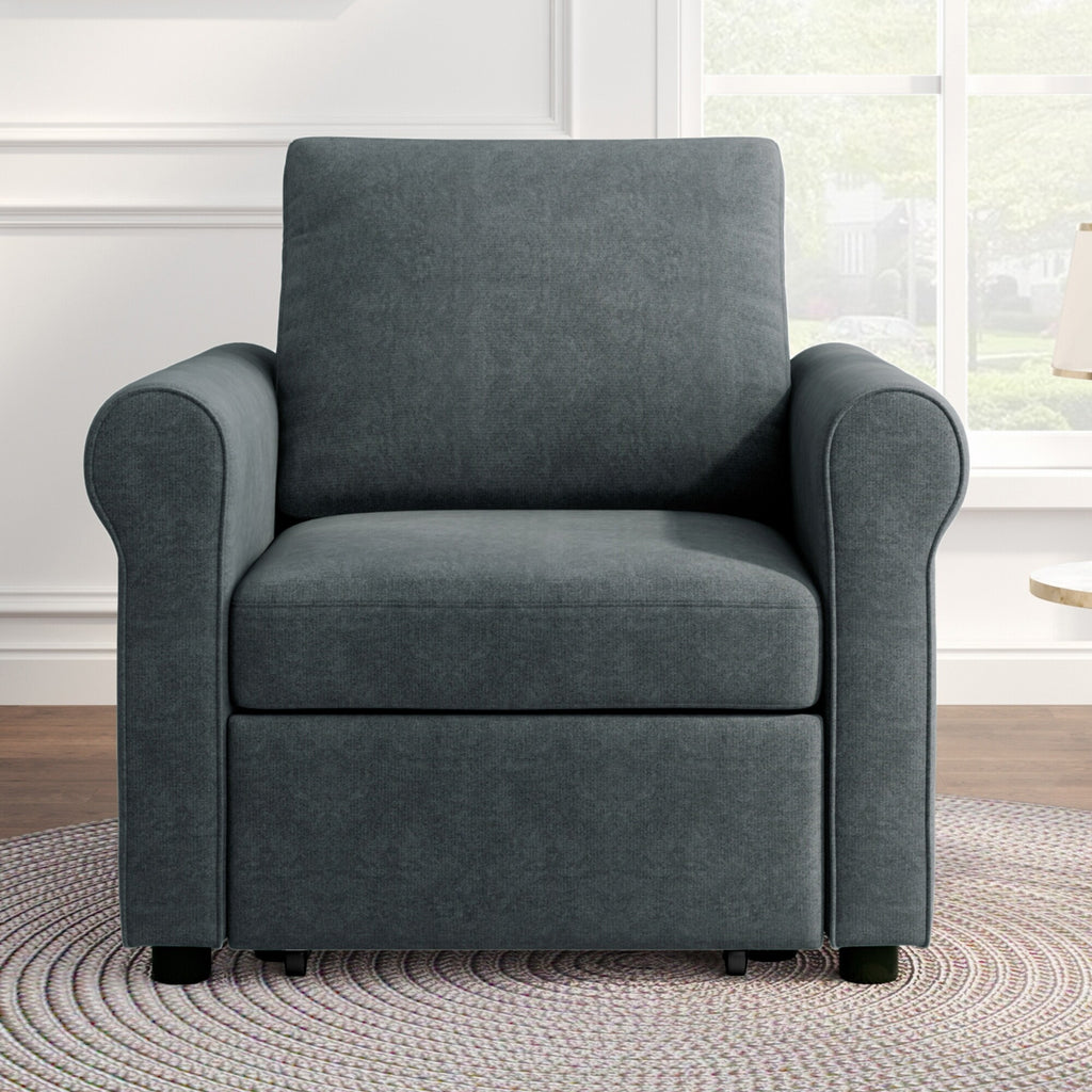 Dark Blue 3-in-1 Convertible Sofa Bed Chair S299