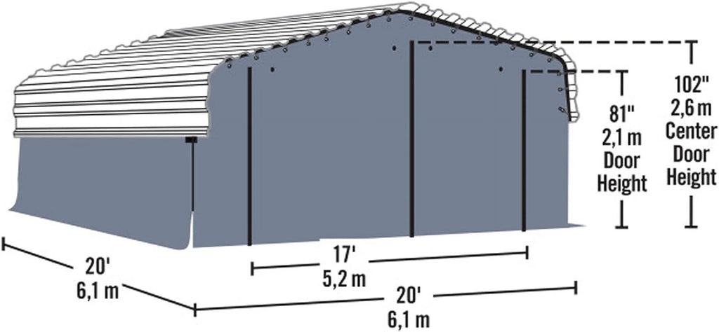 20 x 20 ft. Fabric Carport Enclosure Kit Y16196