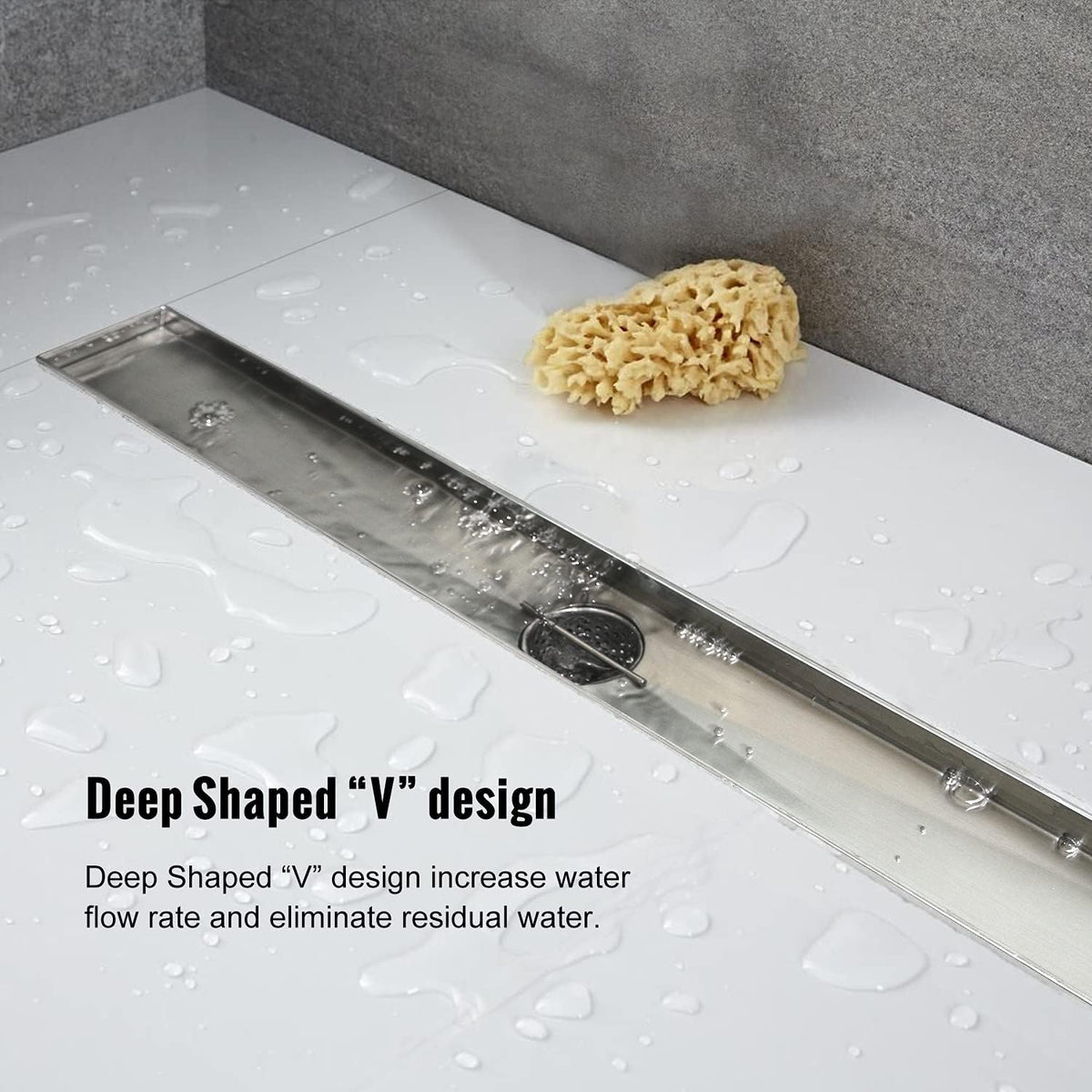 24 inch Linear Brushed 304 Stainless Steel Shower Drain M592319