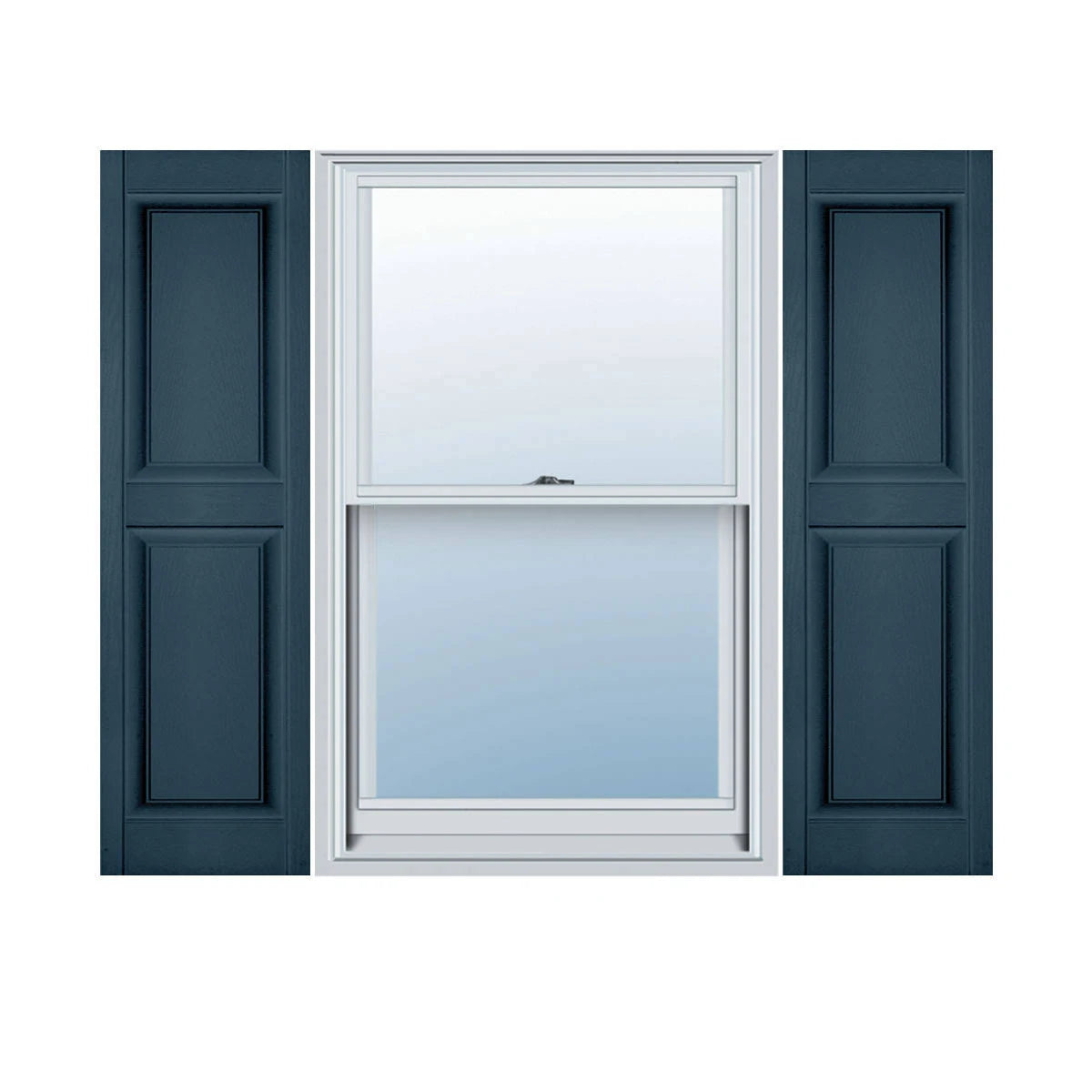 Classic Blue Raised Panel Vinyl Shutters, Per Pair M28497