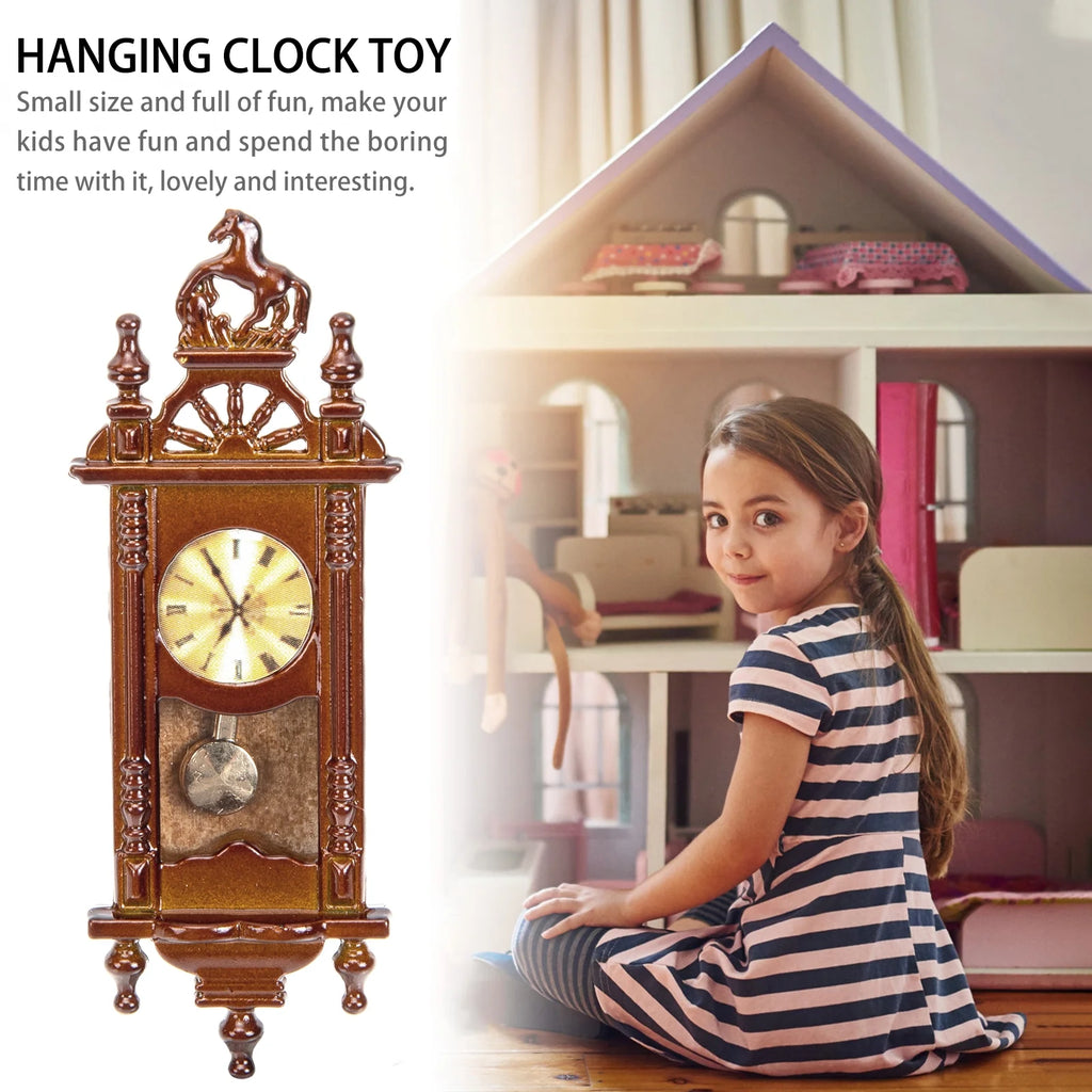 Metal Dollhouse Hanging Clock Toy Doll Furniture O149592