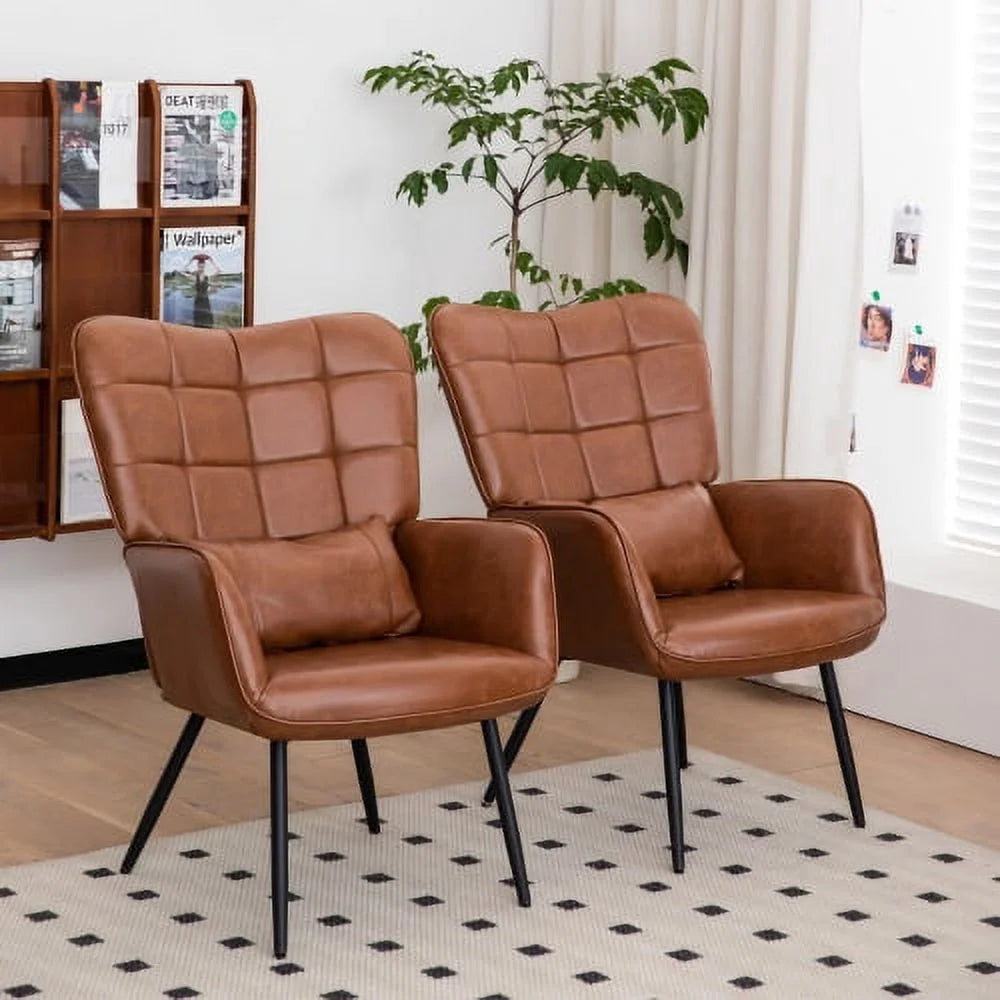 Bonded Leather High Back Accent Chair with Metal Legs X6285
