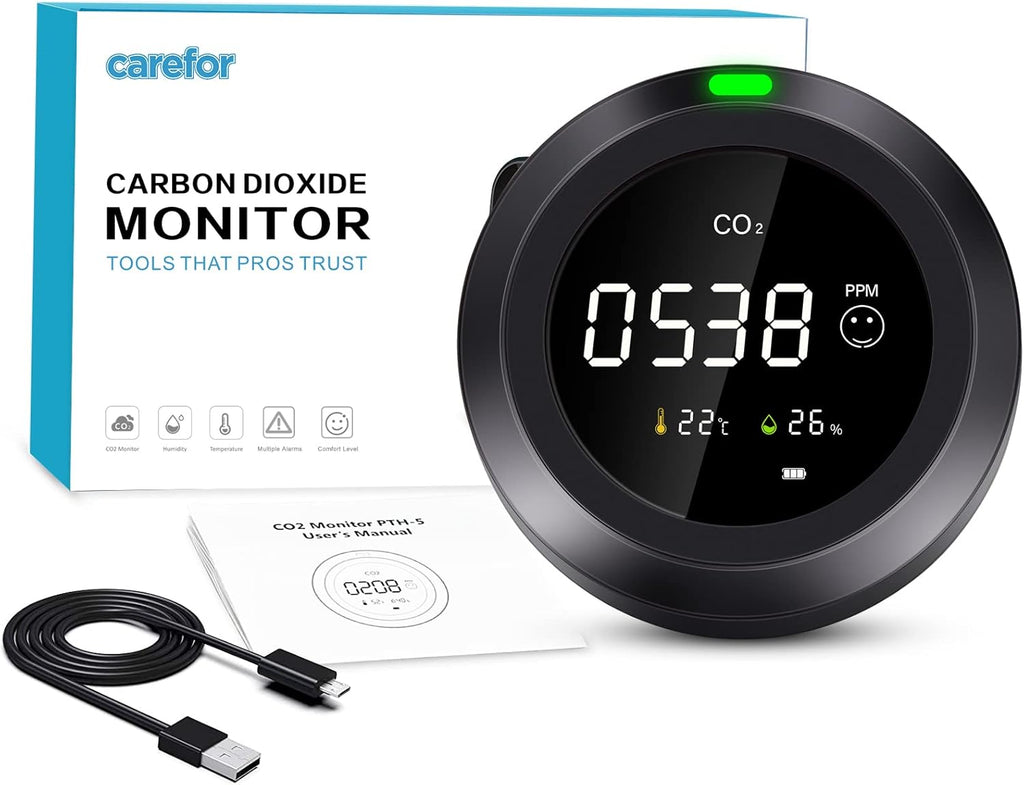 CO2 Monitor, 3 in 1 Carbon Dioxide Detector, Temperature, Humidity, Air Quality Monitor, Pack of 2 W83619
