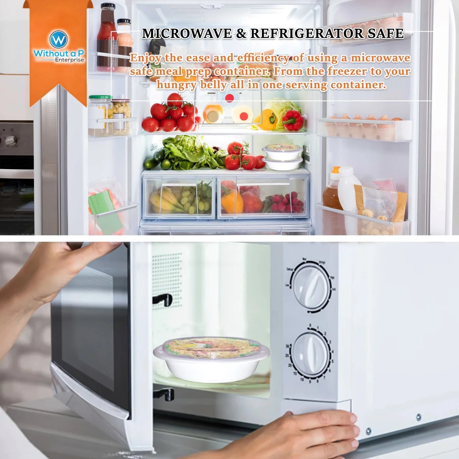 48oz 25 Pack White 9" Round Microwavable Plastic Container with Lid Q131