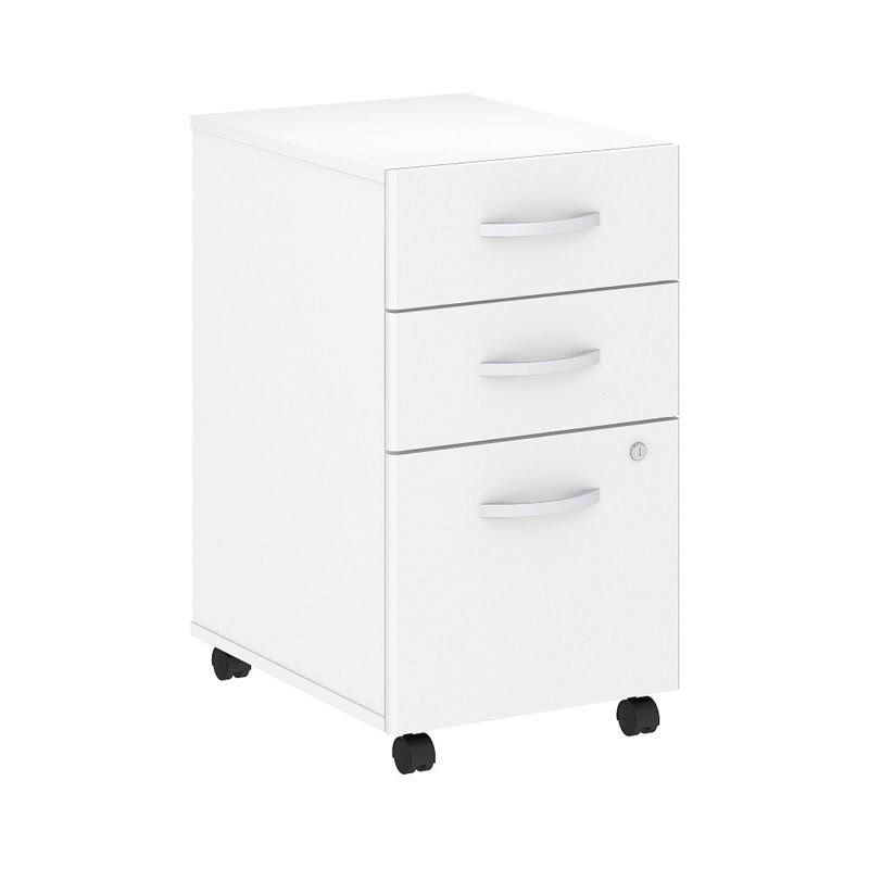 White 3 Drawer Mobile File Cabinet P50825