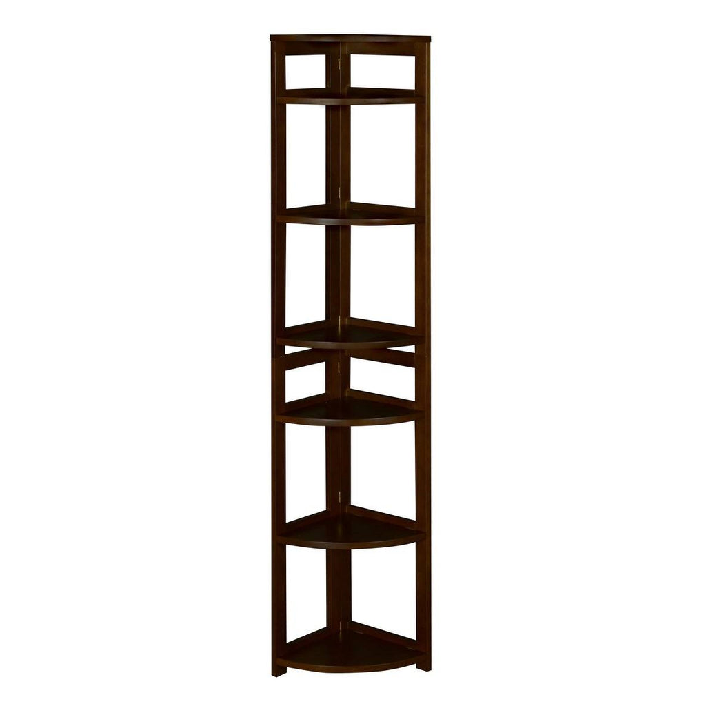 Mocha Walnut High Corner Folding Bookcase G236