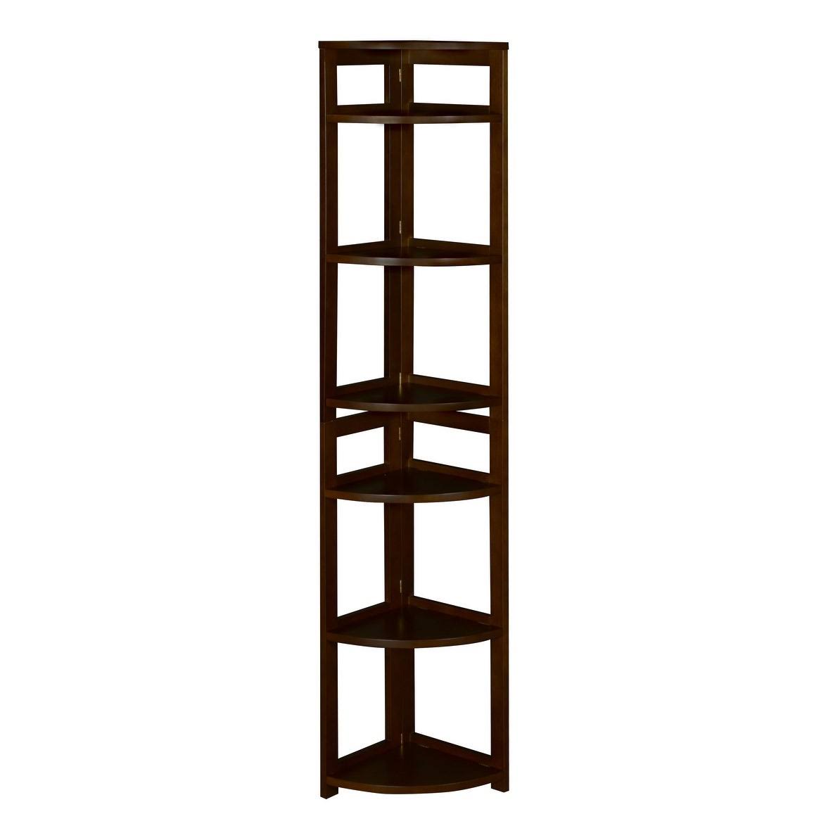 Mocha Walnut High Corner Folding Bookcase G236