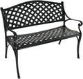 Black Checkered Cast Aluminum Outdoor Bench H102549