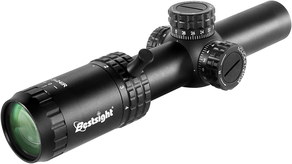 1-5x24 Rifle Scope SFP Tactical Optic Sight with Adjustment Lock Includes Scope Mount Rear Optical Glass Pack of 2 D766