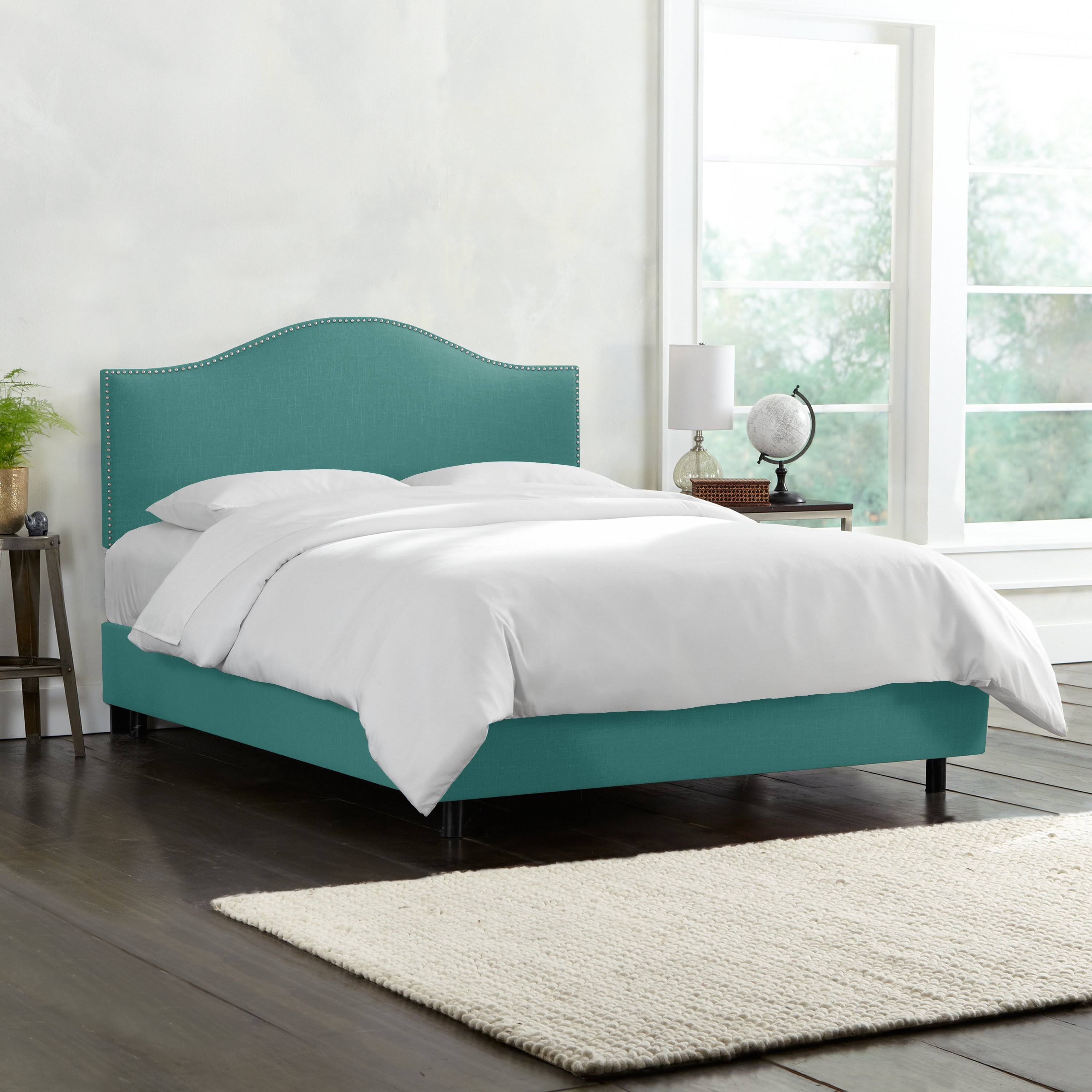Blue Nail-Buttoned Twin Bed M2525